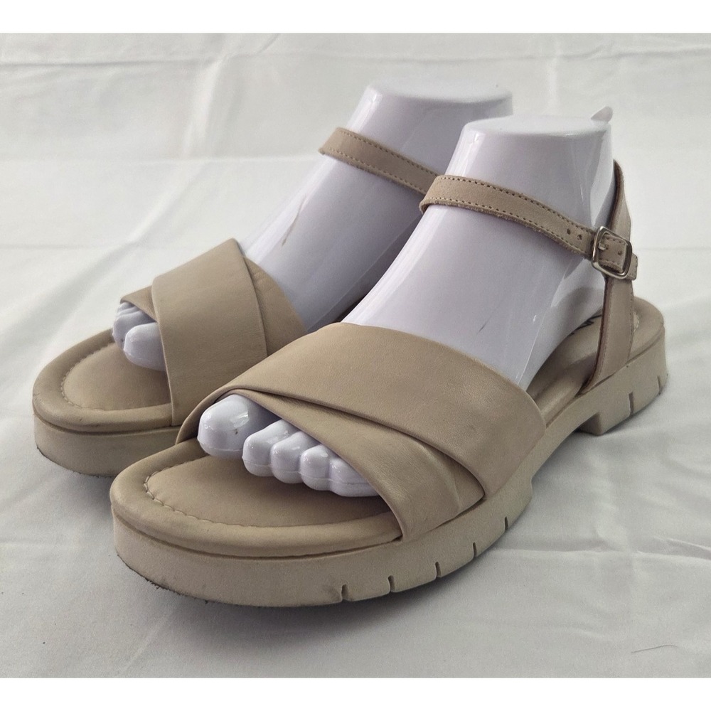 Miz Mooz Sandals Womens 38 US 7.5 Beige Leather Comfort Euro Summer Lagenlook